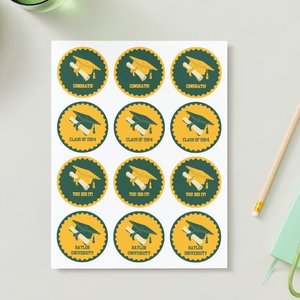 Printable Baylor University Graduation Cupcake Toppers, Digital DIY Graduation Decor, Green and Gold Graduation Party Cupcake Decorations