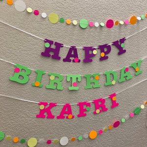 Glow Party Birthday Banner, Neon fluorescent birthday banner with garlands, UV Reflective Birthday Banner, Blacklight Party Sign, 80s Party