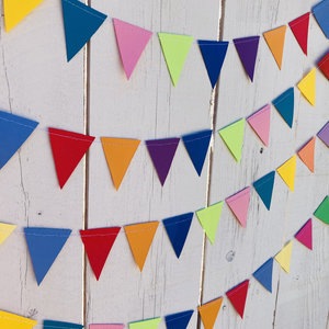 Colorful Party Bunting, All Occasion Streamer, Triangle Pennant Birthday Decoration, Rainbow Decor, Festive Banner, Bright Classroom Decor