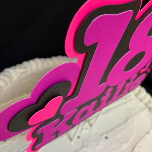 Neon Pink and Purple Glow Party Cake Topper, Black Light Party Decor, Personalized Name and Age Birthday Cake Decoration, 18th Birthday