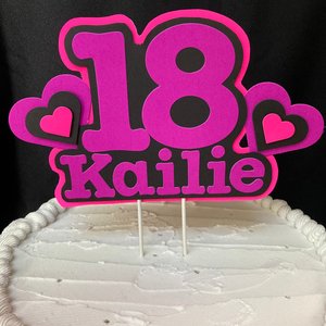 Neon Pink and Purple Glow Party Cake Topper, Black Light Party Decor, Personalized Name and Age Birthday Cake Decoration, 18th Birthday