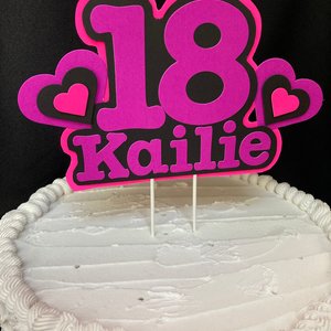 Neon Pink and Purple Glow Party Cake Topper, Black Light Party Decor, Personalized Name and Age Birthday Cake Decoration, 18th Birthday
