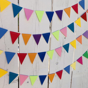 Colorful Party Bunting, All Occasion Streamer, Triangle Pennant Birthday Decoration, Rainbow Decor, Festive Banner, Bright Classroom Decor