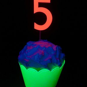 Set of 12 Retro Font Neon Glow Party Age Cupcake Toppers