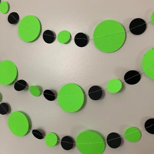 Neon green and black party garlands, Brat summer party, Paper circle bunting, brat Kamala summer celebration decoration, Charli xcx decor