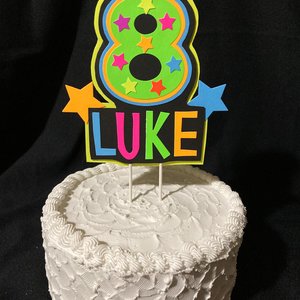 Personalized Neon Glow Party Cake Topper, Handmade Birthday Cake Decor, Custom Name and Age Topper, Glow Party Decorations, Retro 80s Party