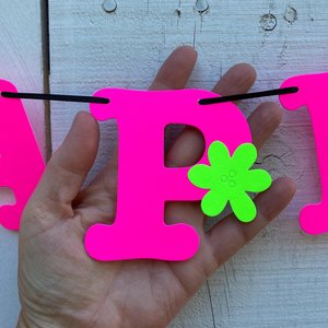 Flower Power Glow Party Birthday Banner, Neon Happy Birthday Sign, UV Reflective Decor, Glow Party Supply, Retro 80s Personalized Sign
