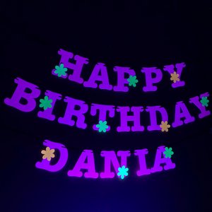Flower Power Glow Party Birthday Banner, Neon Happy Birthday Sign, UV Reflective Decor, Glow Party Supply, Retro 80s Personalized Sign