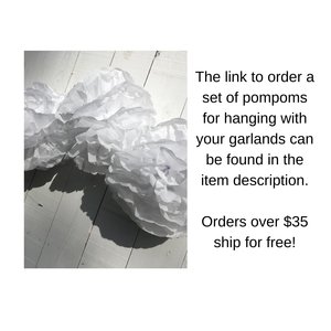 Blue Baby Shower Raindrop Garland Set of Five, Handmade Blue and White Paper Rain Streamer, Baby Boy Shower Decor, Baby Sprinkle Bunting,