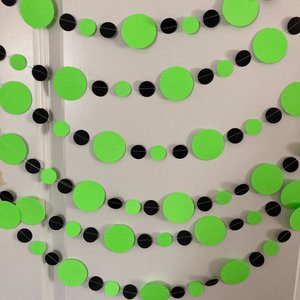 Neon Green and Black Halloween Party Garlands, Spooky Handmade Paper Circle Buntings, Brat summer party, Charli xcx decor, Eerie Glow Decor