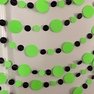 Neon Green and Black Halloween Party Garlands, Spooky Handmade Paper Circle Buntings, Brat summer party, Charli xcx decor, Eerie Glow Decor