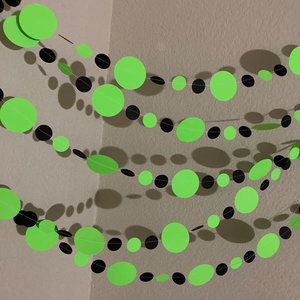 Neon Green and Black Halloween Party Garlands, Spooky Handmade Paper Circle Buntings, Brat summer party, Charli xcx decor, Eerie Glow Decor