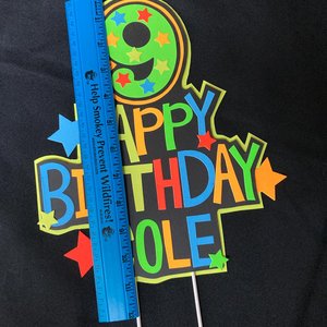 Personalized Boy Glow Party Cake Topper, Neon Birthday Cake Decor, Birthday Decoration, Glow in the Dark Supplies, Neon Skate, 9th Birthday