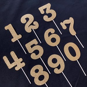 Glitter Number 1 Party Cake Topper, 1st Birthday Decoration, Baby's First Birthday, Gold Glitter Cake Accent, Number Embellishment