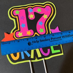 Personalized Birthday Neon Cake Topper, Glow Party Neon 17th Birthday Cake Decor, Name Age Birthday Decoration, UV Glow in the Dark Supplies