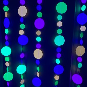 Wedding After Party Disco Dance Decor, Glow Party Decorations, Neon Black Light UV Reflective Garlands, 80s Theme Event, Fluorescent Bunting
