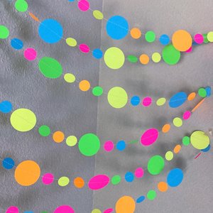 Wedding After Party Disco Dance Decor, Glow Party Decorations, Neon Black Light UV Reflective Garlands, 80s Theme Event, Fluorescent Bunting