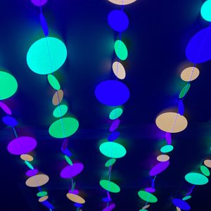Fluorescent UV Reflective Black Light Garlands, Glow Party Decor, Glow in the Dark Birthday Party, 80s Theme Event Decor, Handmade Garlands