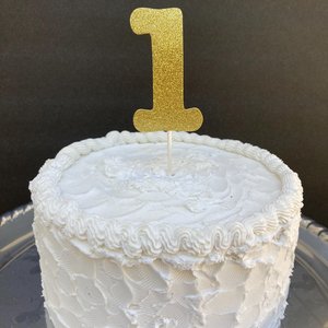 Glitter Number 1 Party Cake Topper, 1st Birthday Decoration, Baby's First Birthday, Gold Glitter Cake Accent, Number Embellishment