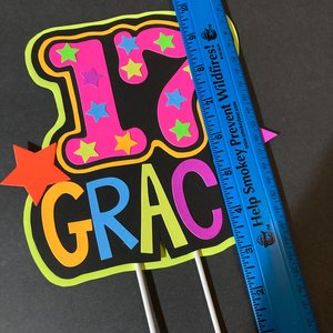 Personalized Birthday Neon Cake Topper, Glow Party Neon 17th Birthday Cake Decor, Name Age Birthday Decoration, UV Glow in the Dark Supplies