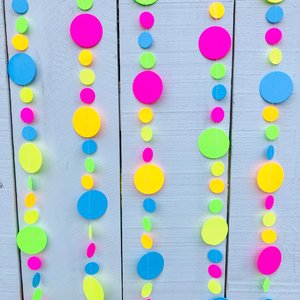 Fluorescent UV Reflective Black Light Garlands, Glow Party Decor, Glow in the Dark Birthday Party, 80s Theme Event Decor, Handmade Garlands