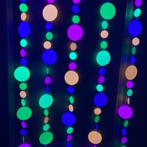 Fluorescent UV Reflective Black Light Garlands, Glow Party Decor, Glow in the Dark Birthday Party, 80s Theme Event Decor, Handmade Garlands