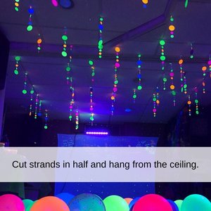 Fluorescent UV Reflective Black Light Garlands, Glow Party Decor, Glow in the Dark Birthday Party, 80s Theme Event Decor, Handmade Garlands