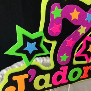 Neon UV Reflective Cake Topper, Personalized Glow Birthday Cake Centerpiece, Name and Age Cake Decor, Glow Party Decorations, 7th Birthday