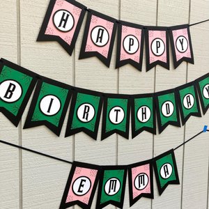 Wicked Personalized Birthday Banner, Good Witch Bad Witch Decor, Green and Pink Birthday Sign, Wicked Movie Party, Trendy Birthday Party