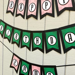 Wicked Personalized Birthday Banner, Good Witch Bad Witch Decor, Green and Pink Birthday Sign, Wicked Movie Party, Trendy Birthday Party