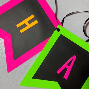 Fluorescent Neon Birthday Banner, Glow Party Sign, Retro 80s Birthday Party, Black Light Party, Skate or Bowling Party, UV reflective sign