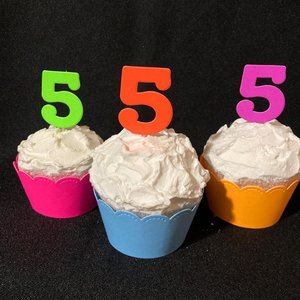 Set of 12 Glow Birthday Party Cupcake Toppers, Neon Number Picks, UV Reflective Cake Topper with Age, Retro 80s Birthday Celebration Decor