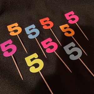 Set of 12 Glow Birthday Party Cupcake Toppers, Neon Number Picks, UV Reflective Cake Topper with Age, Retro 80s Birthday Celebration Decor