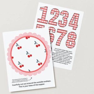 Cherry Party Cake Topper, DIY Printable Cake Decoration, Cherry-theme Celebration, First Birthday, Digital Download Centerpiece, Red Gingham