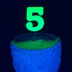 Fluorescent neon number for black light birthday party, Glow party birthday decoration, Simple cake centerpiece embellishment with age