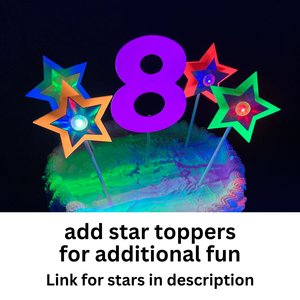 Fluorescent neon number for black light birthday party, Glow party birthday decoration, Simple cake centerpiece embellishment with age