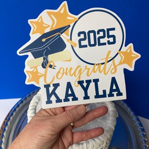 Printable graduation cake topper, school colors, Personalized Cake Decor, Congrats centerpiece, Digital Download, University of California