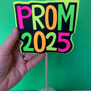 Neon Prom 2025 Sign, Retro Font, School Light Up Dance Party, Colorful Table Decoration, Glow Decor, Custom Centerpiece, Black Light Prop
