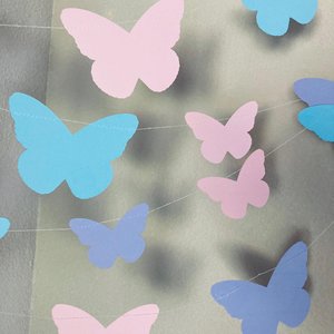 Butterfly Garland, Butterfly Party, Spring Tea Party Decoration, Easter Banner, Girl Birthday Bunting, Monarch Streamers, Pink and Purple