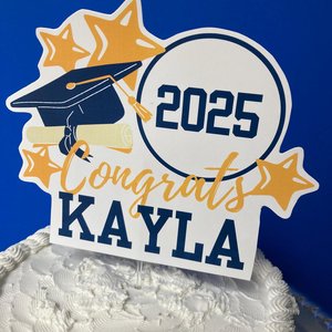 Printable graduation cake topper, school colors, Personalized Cake Decor, Congrats centerpiece, Digital Download, University of California
