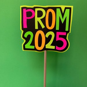Neon Prom 2025 Sign, Retro Font, School Light Up Dance Party, Colorful Table Decoration, Glow Decor, Custom Centerpiece, Black Light Prop