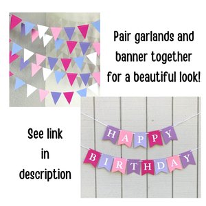 Pink and Purple Happy Birthday Banner, Pretty Personalized Birthday Sign, Girl Party, Princess Birthday, Pink Custom Party Decoration