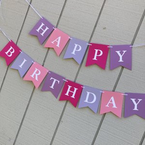 Pink and Purple Happy Birthday Banner, Pretty Personalized Birthday Sign, Girl Party, Princess Birthday, Pink Custom Party Decoration