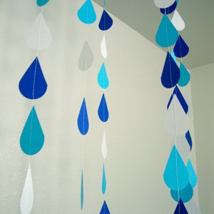 Blue and Turquoise Raindrops, Raindrop Garland, Baby Sprinkle Decoration, Sprinkle Shower Decor, Baby Shower Backdrop, Baby Boy Shower