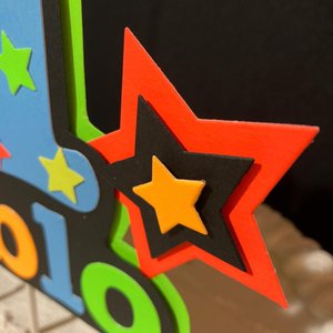 Glow in the dark cake topper for boy, boy neon birthday party decoration, UV reflective decor, Fluorescent cake centerpiece, cool birthday