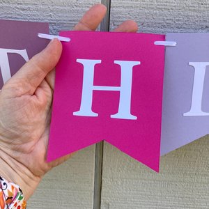 Pink and Purple Happy Birthday Banner, Pretty Personalized Birthday Sign, Girl Party, Princess Birthday, Pink Custom Party Decoration