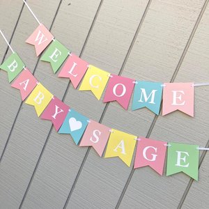 Welcome Baby Banner, Baby Shower Decoration, Baby Sprinkle Personalized Banner, Custom Sign, Nursery Decor, Gift and Food Table Backdrop