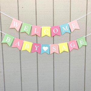 Welcome Baby Banner, Baby Shower Decoration, Baby Sprinkle Personalized Banner, Custom Sign, Nursery Decor, Gift and Food Table Backdrop