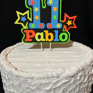 Glow in the dark cake topper for boy, boy neon birthday party decoration, UV reflective decor, Fluorescent cake centerpiece, cool birthday