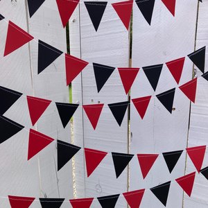 Red and Black Graduation Garland, Bed Party Triangle Bunting, Crimson and Black, Harvard Decor, Graduation Party Decoration, Stanford
